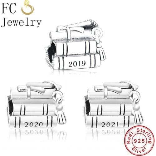 FC Jewelry Fit Original Brand Charm Bracelet 925 Sterling Silver Book Graduation Beads For Making Women 2020 2021 Berloque New