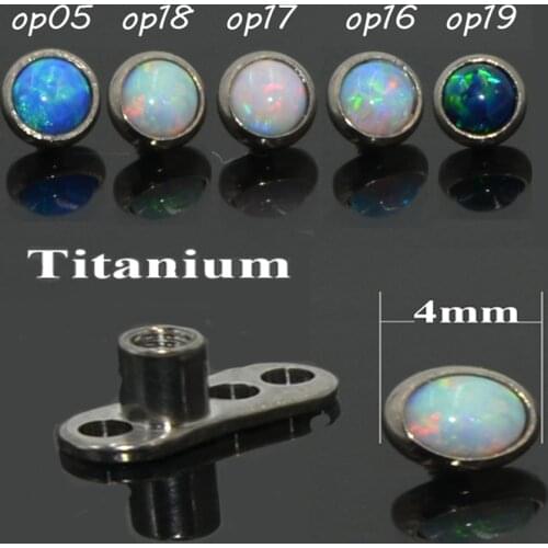 1pcs G23 Solid Titanium Base 4mm Opal Dermal Anchor Skin Diver Micro Dermal Body Piercing Jewelry