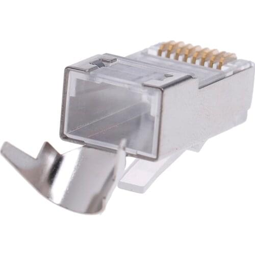 10Pcs Cat7 RJ45 Connector 1.3mm Cat 7 Crystal Plug Shielded FTP RJ45 Modular Connector