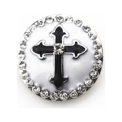 Enamel Metal Snap Buttons 10pcs Crystal Cross Snap Buttons fit 18mm Snap Bracelets Bangles DIY Snap Jewelry Charms