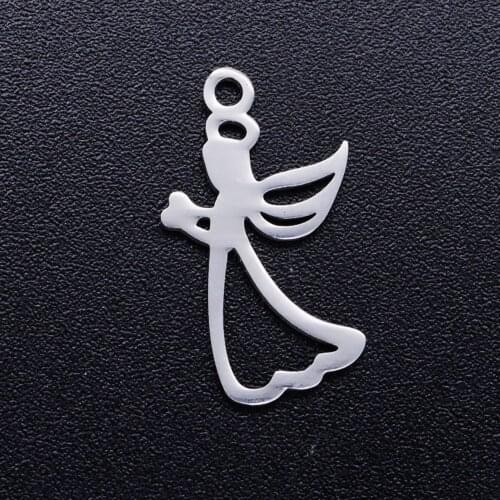 10pcs/lot Cute Angel Pendant Stainless Steel DIY Charms Wholesale DIY Pendants for Necklace Making Never Rust Factory Sale