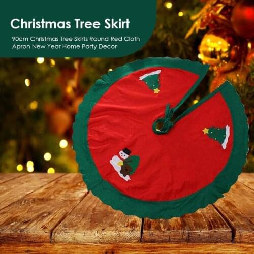 3 Type Christmas Tree Skirts Snowman Round Elk Round Carpet Red Cloth Apron Deer Felt Rug Skirt Floor New Year Party Home Decor
