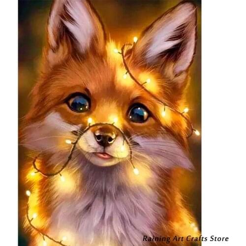 5D Diy Diamond Painting Cartoon Fox Animal Full Drill Mosaic Pictures Embroidery Needlework Cross Stitch Kits Home Decoration