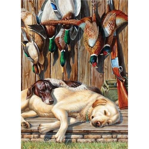 Diy 5D Dog Hunting Wood Full Diamond Painting Cross Stitch Kits Art High Quality Animal 3D Paint By Diamonds
