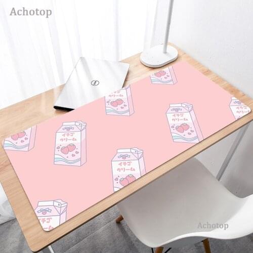 Large Strawberry Milk Pink Mousepad Gamer Cute Kawaii Gaming Mouse Pad PC Gamer Rubber Locking Edge Big Laptop Notebook Desk Mat