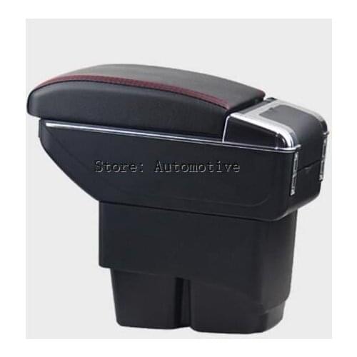 For Ford Fiesta 2009-2017 Center Centre Console Storage Box Leather Dual Layer Armrest Arm Rest 2011 2012 2013 2014 2015 2016