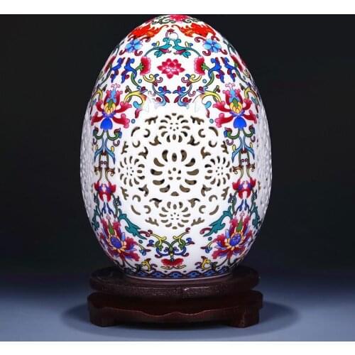 Jingdezhen Ceramics Modern vase Chinese Classical Soft Adornment Pastel Hollowed Creative Living Room Home Vase Decoration