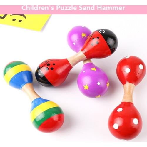 1pc Wooden Sand Hammer Rattle Mini Children Toys Musical Instruments Percussion Double Head/single Head Children Toys Dropship
