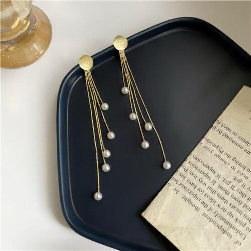 Metal Drawing Long Tassel Korean Earrings Simple Aesthetic Statement Earrings