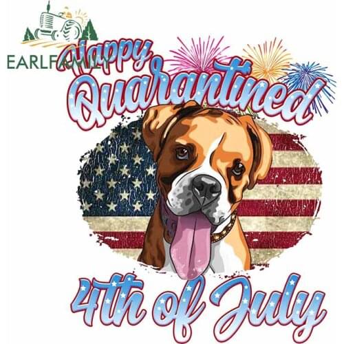 EARLFAMILY 13cm x 11.6cm for 4th of July Boxer Dog Car Stickers Vinyl Waterproof Anime JDM Assessoires Occlusion Scratch Decal