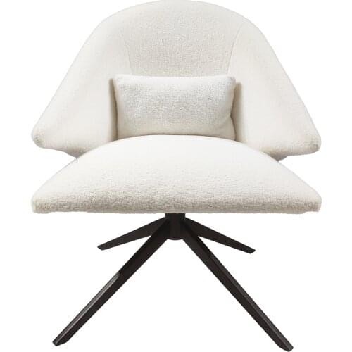 Chinafurniture Modern Design Metal Legs Fabric Velvet Chair Upholstered Single Sofa Rotate Leisure Lounge Chair for Living Room