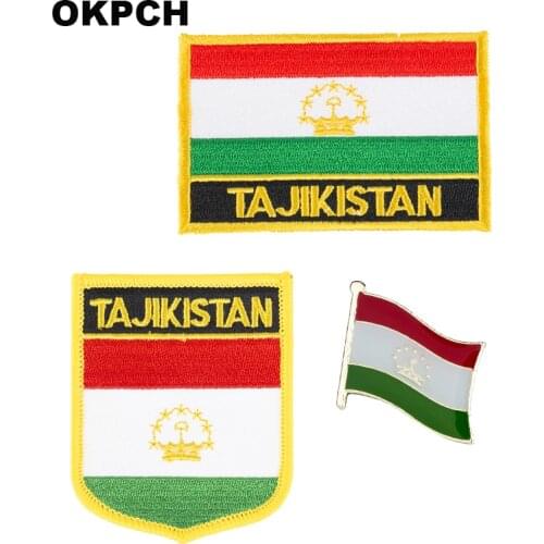 Tajikistan flag patch badge 3pcs a Set Patches for Clothing DIY Decoration PT0171-3