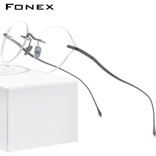 FONEX Pure Titanium Glasses Frame Women 2020 New Men Rimless Prescription Eyeglasses Frame Myopia Optical Eyewear 8534