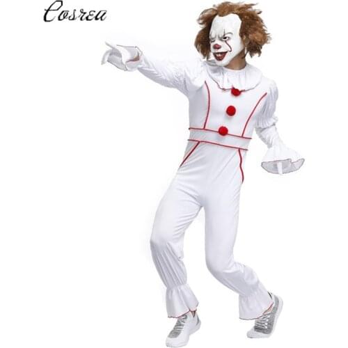 Halloween Tephen King It Pennywise The Clown Costume Female Joker Costume Carnival Fancy Party Dress Up Outfit Pennywise Mask