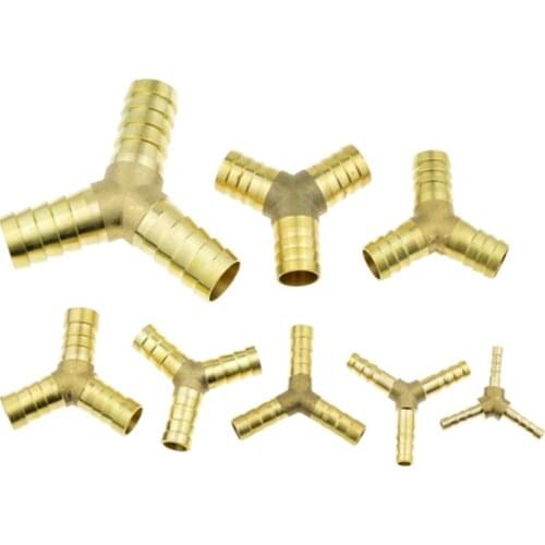 Brass Splicer Pipe Fitting Y Shape 3 Way Hose Barb 6mm 8mm 10mm 12mm Copper Barbed Connector Joint Coupler Adapter