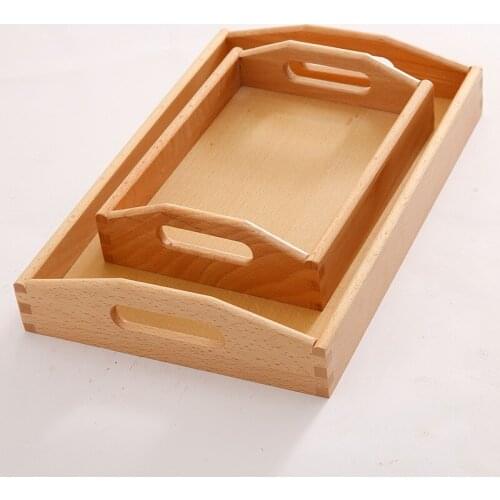 LOGO customized Japanese solid wooden tray rectangular beech tea plate snack fruit plate with handle wooden tableware plate