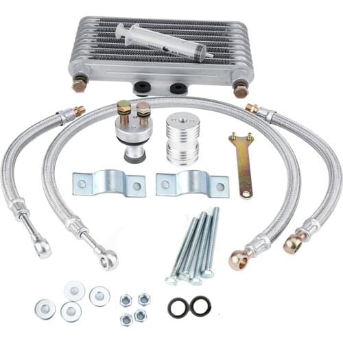 125ml Motorcycle Oil Cooler Engine Oil Cooling Radiator System Kit For Honda CB CG Engine 3-Pieces Professional Oil Hose