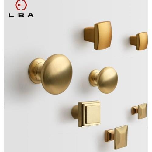 Chinese Style Furniture Cabinet Hardware Handle Round Square Head Gold Imitation Copper Zinc Alloy Push Pull Door Handle