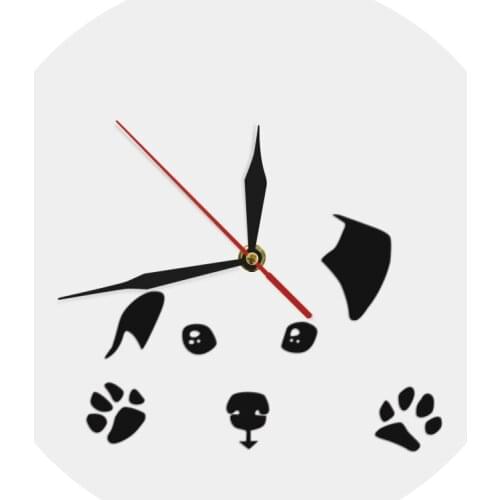 Lovely Dog Silhouette Wall Clock Puppy 3D Time Clock Round Shape Acrylic Decorative Clock Modern Indoor Decorations