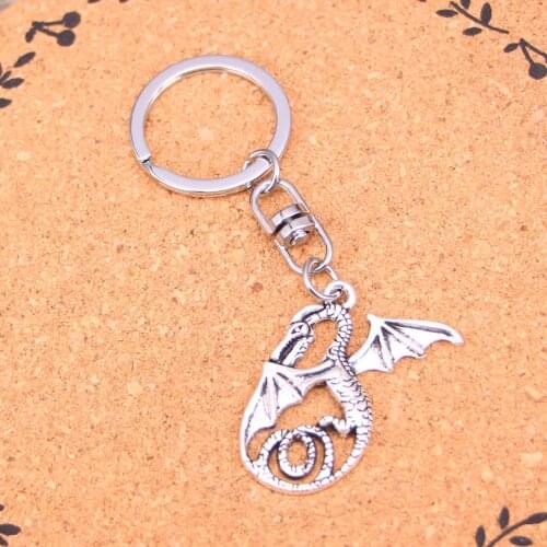 20Pcs Fashion Alloy dragon loong 37*30mm Pendants Keychain Gifts Key Ring Fit DIY Accessories Jewelry
