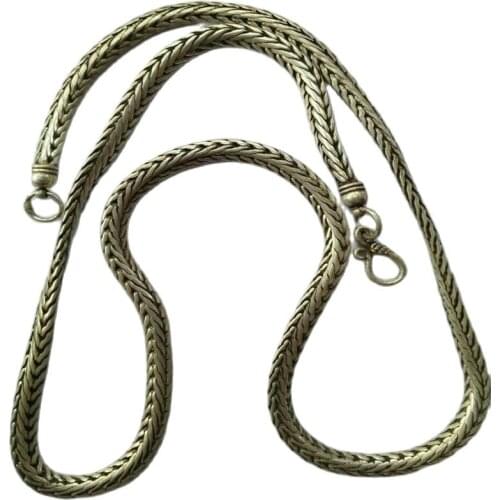 China Old national style Tibet Silver Carve Mens necklace Long chain necklace