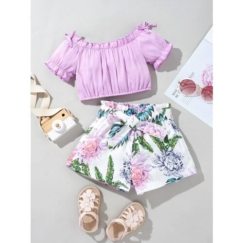 2021 New Girls Summer Set Tops+ Shorts 2Pcs Summer Costume Children Clothing Girls Set Outfit Print Kids Clothes