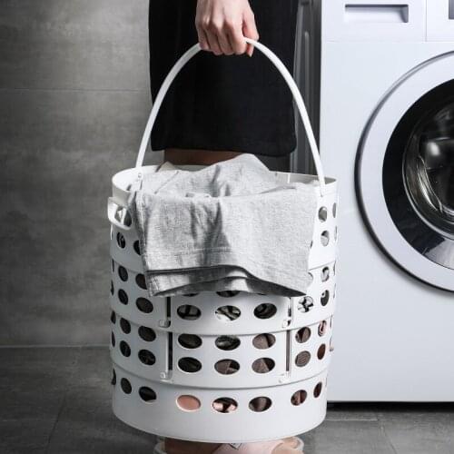 Plastic Laundry Basket, Large Bathroom Clothes and Toy Storage Basket, Folding Laundry Hamper, Household Laundry Hamper