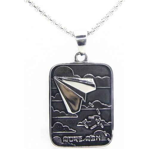 Rany&Roy Newest Polish Paper Plane Pendant 316L Stainless Steel Jewelry Biker Childhood Plane Pendant