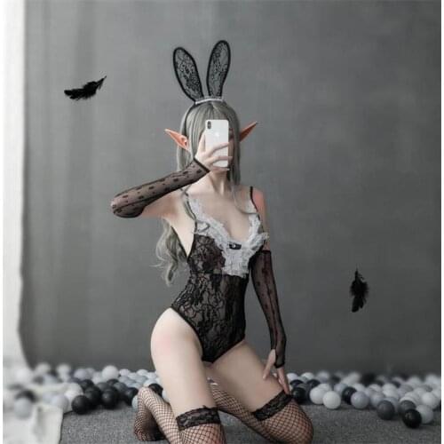 Sexy erotic lingerie female lace jumpsuit female stage rabbit passion temptation transparent uniform suit underwear jumpsuit