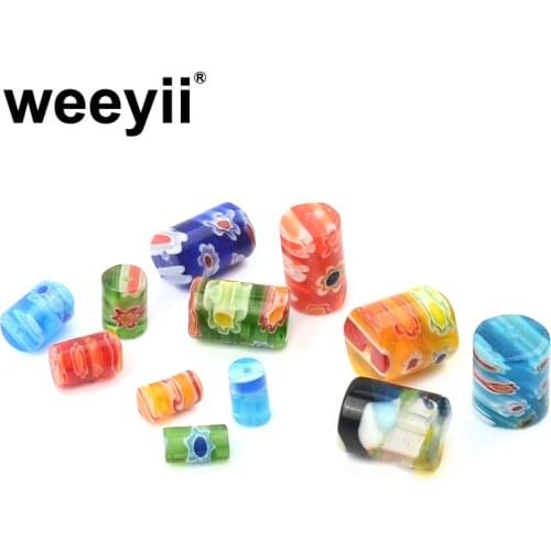 Colorful Flower Pattern Cylinder Glass Beads Loose Spacer Beads For Jewelry Making DIY Bracelet necklace Accessories