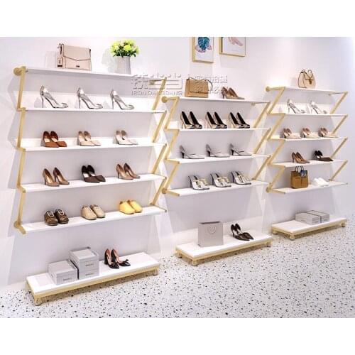 Shoe rack display rack shop multi layer creative shoe store display rack clothing store wall hanging gold bag shelf