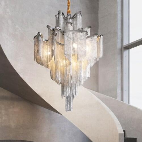 ZuuuVny LED post-modern tassel chandelier duplex building loft apartment chandelier Italian villa living room staircase light