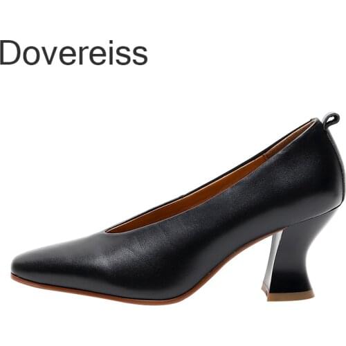 Dovereiss Fashion Womens Shoes Summer New Elegant Sexy white Pumps Sexy Genuine Leather Office Lady Strange Style Heels 33 40