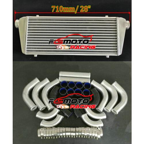550x220x52mm Universal Aluminum Turbo Intercooler Exchanger + 12PCS 2.25" In/Outlet 57mm Pipe HOSE Tube & Fin
