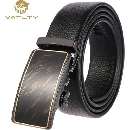 VATLTY Official authentic fashion mens suit belt natural cowhide hard metal automatic buckle new business belts for men 2020