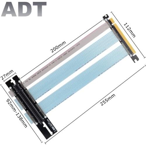 Ultra PCIe 4.0 X16 Riser Cable Extreme - 90 Degree Socket PCIe 4.0 Riser Graphics Card Vertical Extension Cables