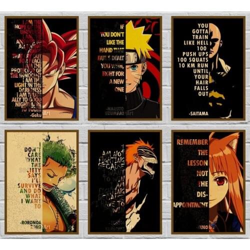 Vintage Quote Poster Classic Anime Finger Posters Kraft Paper Text Art Painting for Decor Bar Cafe Bedroom 42X30cm