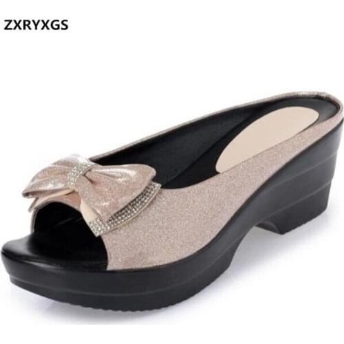 Most Popular 2020 New Women Shoes Summer Sandals Slippers Bow Platform Wedges Sandals Plus Size Women Slippers Fashion Sandals