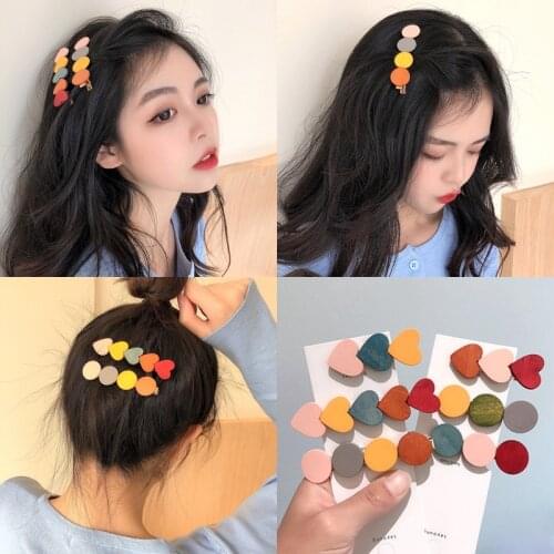 Women Geometry Alloy Hair Clips Girls Bangs BB Heart Hairpin Barrettes Retro Headwear Sweet Candy Colors Hair Accessories