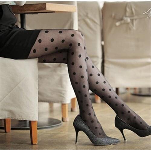 Women Ladies Sexy High Quality Ultra Thin Silk Shiny Glossy Dot Stocking Tights Pantyhose Black Color