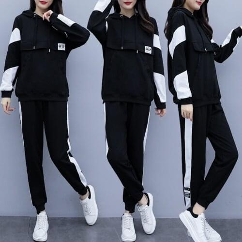 Fat MM Spring Plus Size Womens 2021 New Fashion Age-Reducing Sweater Sports And Leisure Slimming Two-Piece Suit