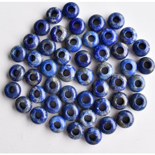 2020 fashion top quality natural Lapis Lazuli round shape big hole Charms beads For Bracelet making 30pcs/lot wholesale free