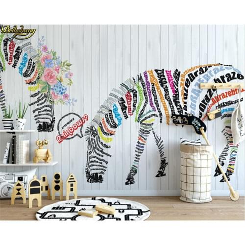 Beibehang papel de parede Custom large mural wallpaper 3D Nordic abstract English zebra floral Nordic wall decorative painting