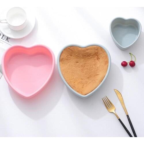 4/7/9/10 Inch Cake Mold Non-stick Flexible Silicone Multifunctional Heart Shape DIY Bread Baking Tray Mould Baking for Kitchen