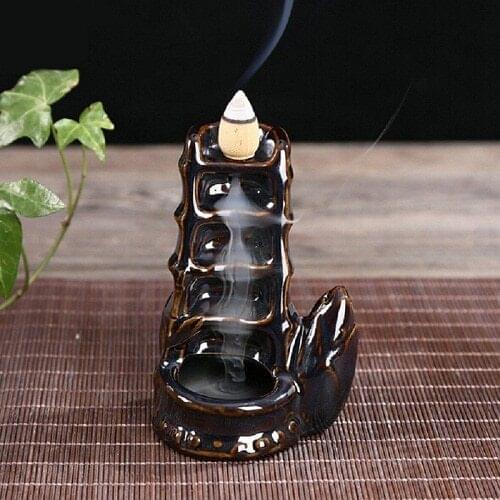5Pc Backflow Incense Cones With 1Pc Ceramic Burner Bullet Incense Stickers Holder Increasing Ceramic Censer Home Decor N23