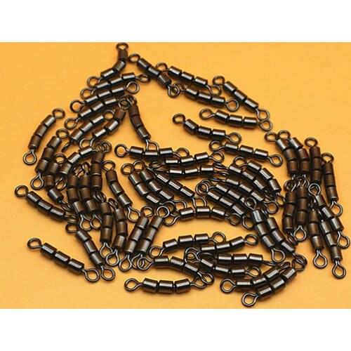 50pcs/lot professional High Speed strength Fishing triple Rolling Swivel Barrel Connector 8 Sizes Fishing Tackle Accessories