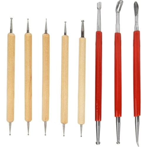 8Pcs DIY Hand-Made Leather Craft Carving Stylus Tool Spoon Double Head Point Drill Pen Set Suitable For Leather Craftsmanship