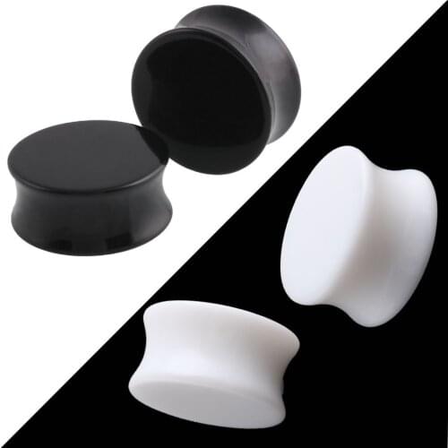 1Pc Punk Acrylic Ear Plugs Tunnel 3-30mm Black White Organic Cymophanite Earring Gauges Ear Piercing Ear Flare Flesh Expander