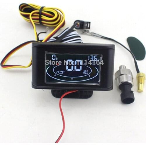 Automobiles Gauges LCD 3 in 1 Gauge Meter 12v/24v Car Oil Pressure Gauge + Voltmeter Voltage Gauge + Water Temperature Gauge