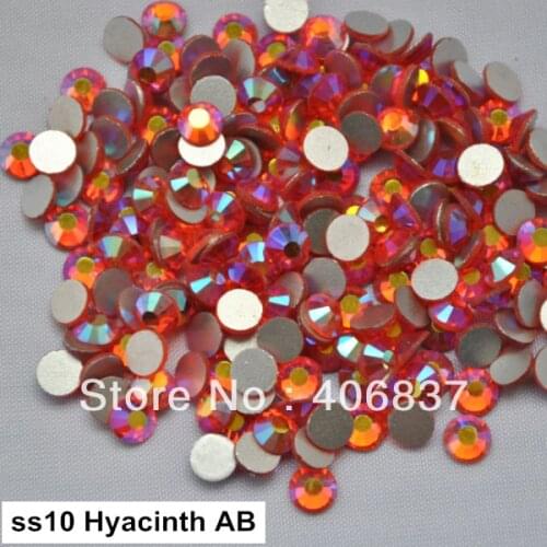 Free Shipping! 1440pcs/Lot, ss10 (2.7-2.9mm) Hyacinth AB Flat Back Nail Art Glue On Non Hotfix Rhinestones